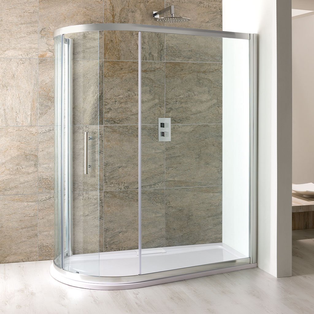 Volente 6mm Easy Clean 1650x912/700mm Spacesaver Offset Quadrant Shower Enclosure - Chrome