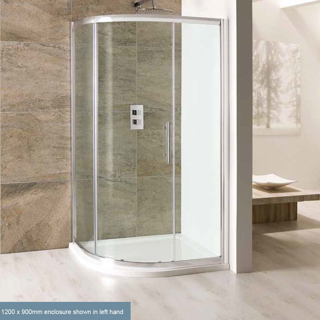 Volente 6mm Easy Clean 1200x760mm Single Door Offset Quadrant Shower Enclosure - Chrome