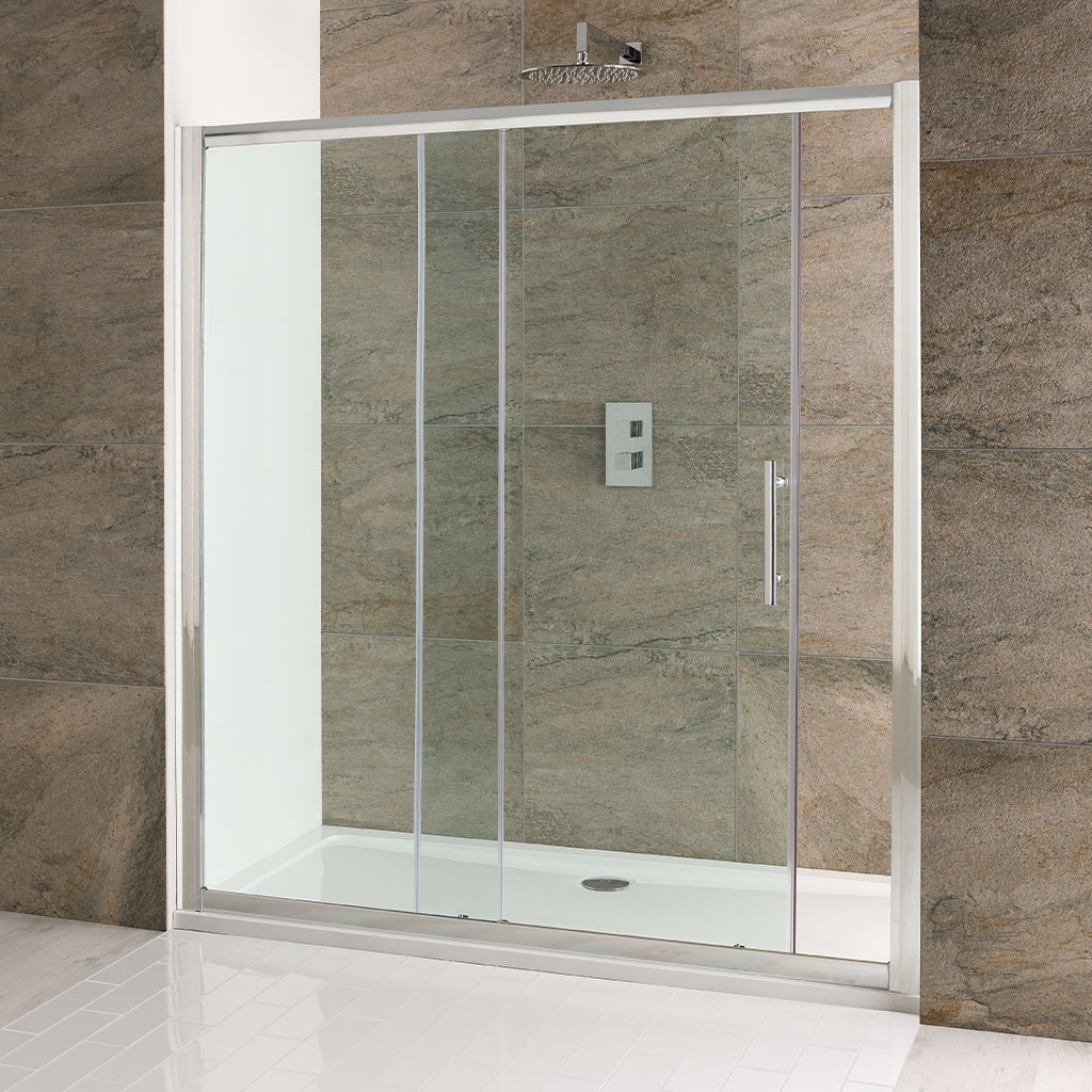 Volente 1850mm x 1500mm Slider Shower Door - Chrome