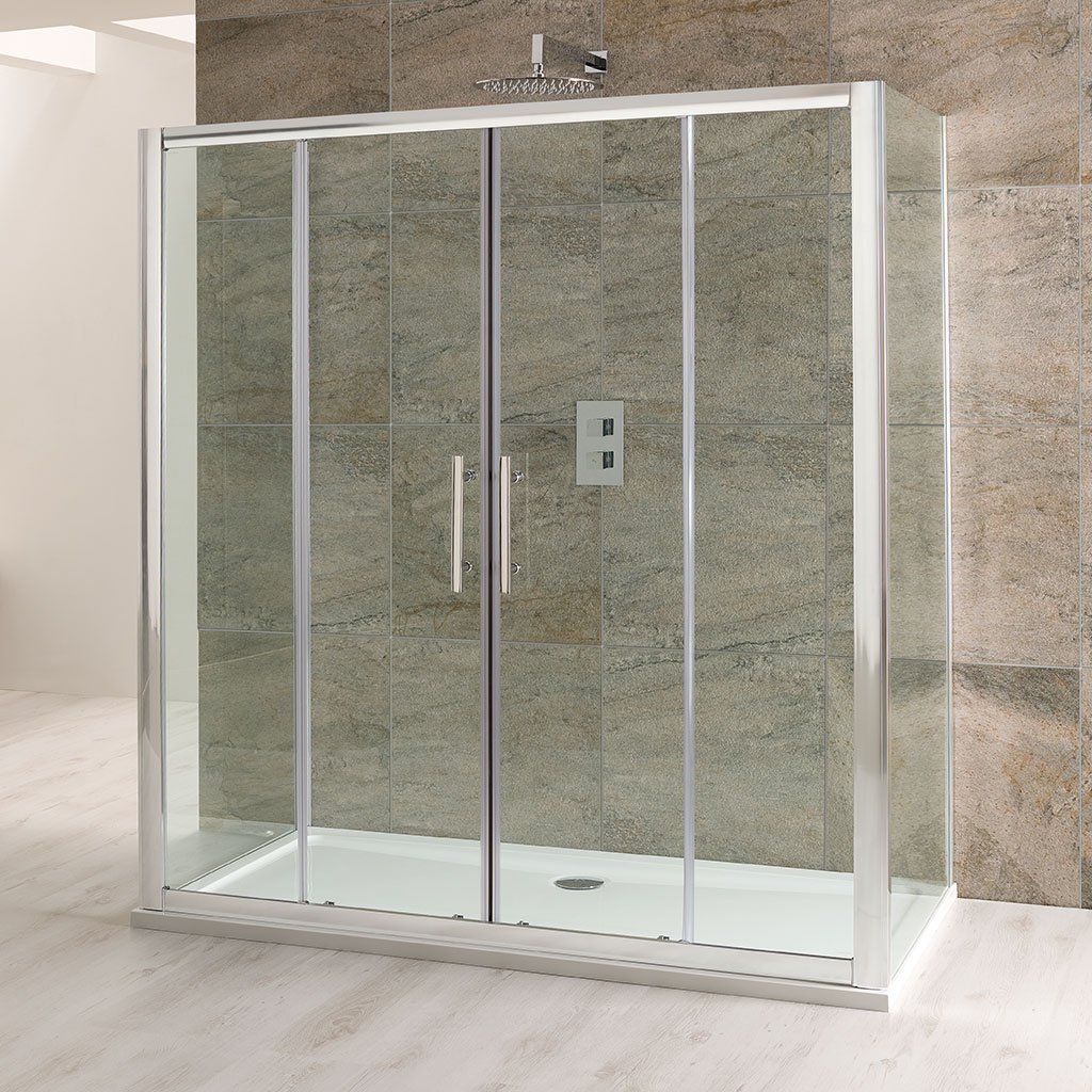 Volente 6mm Easy Clean 1850mm x 1200mm Double Sliding Shower Door - Chrome