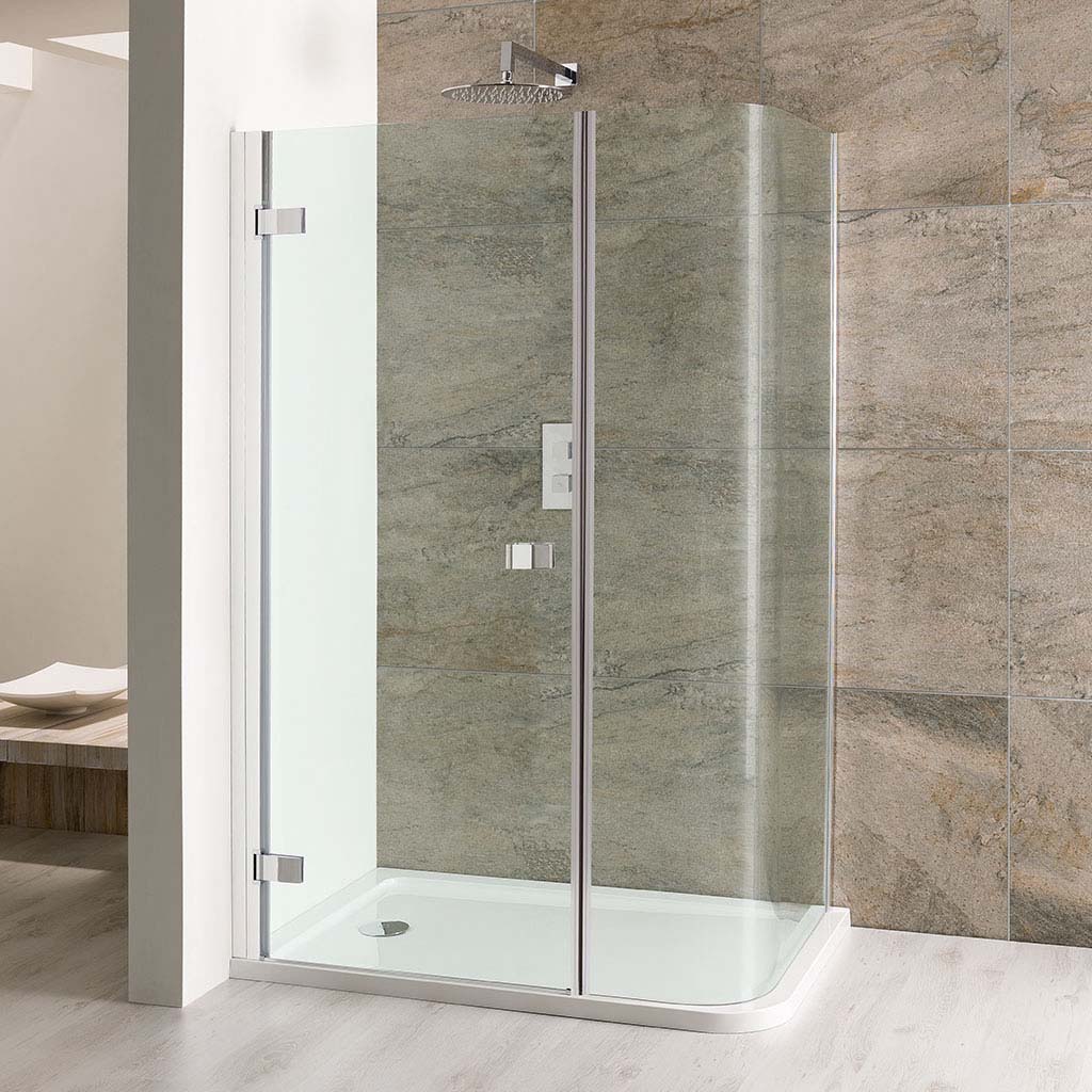 Volente 1850mm x 800mm Curved Corner Shower Panel for Volente Curved Corner Shower Enclosure - Chrome Profiles