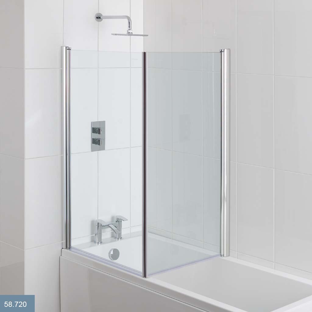 Type 1 6mm 1400mm Height Across Bath Screen for 800mm Wide Baths - Chrome