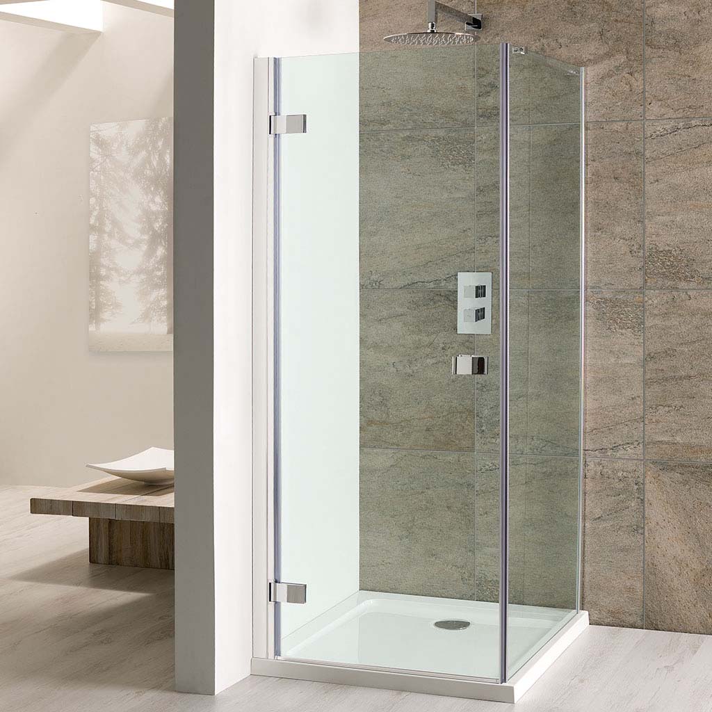 Volente 1850mm x 800mm Frameless Hinge Shower Door - Chrome Profiles