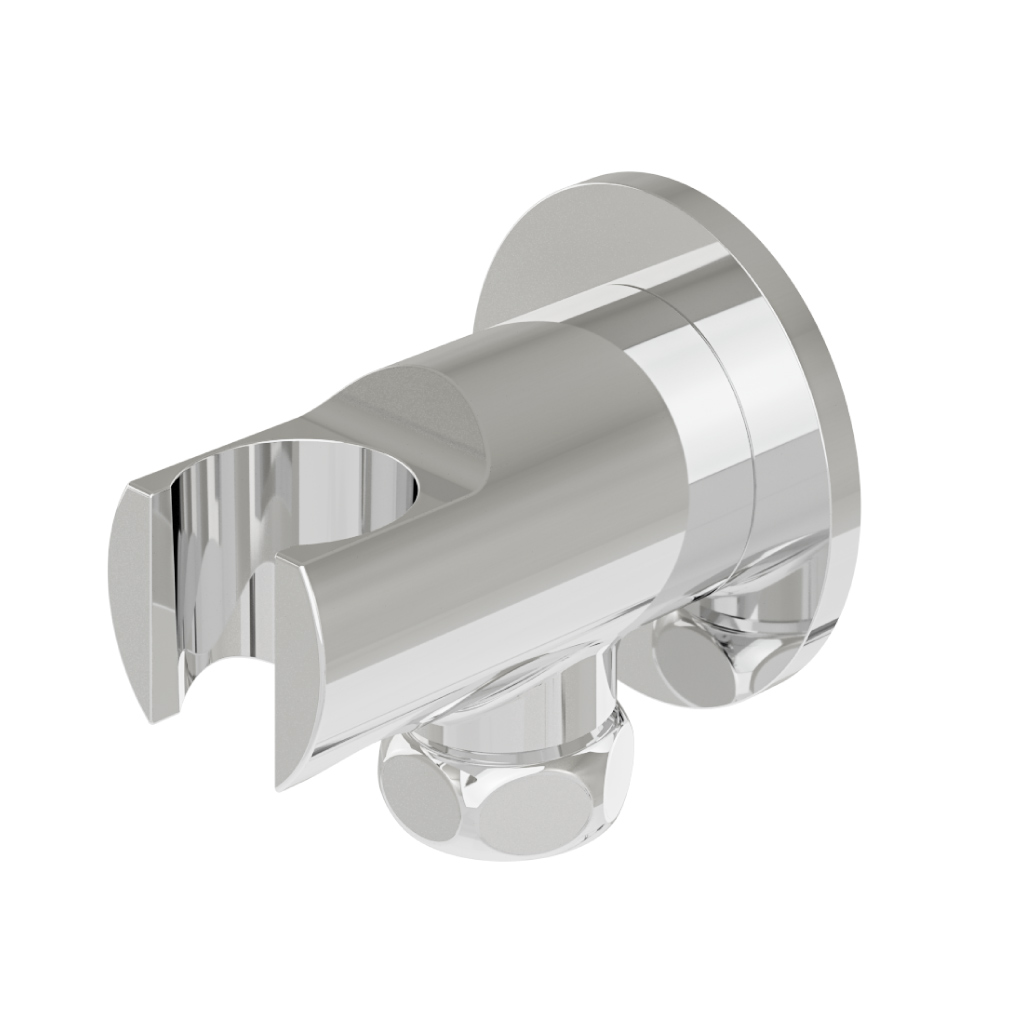 Round Wall Elbow & Shower Handset Holder - Chrome