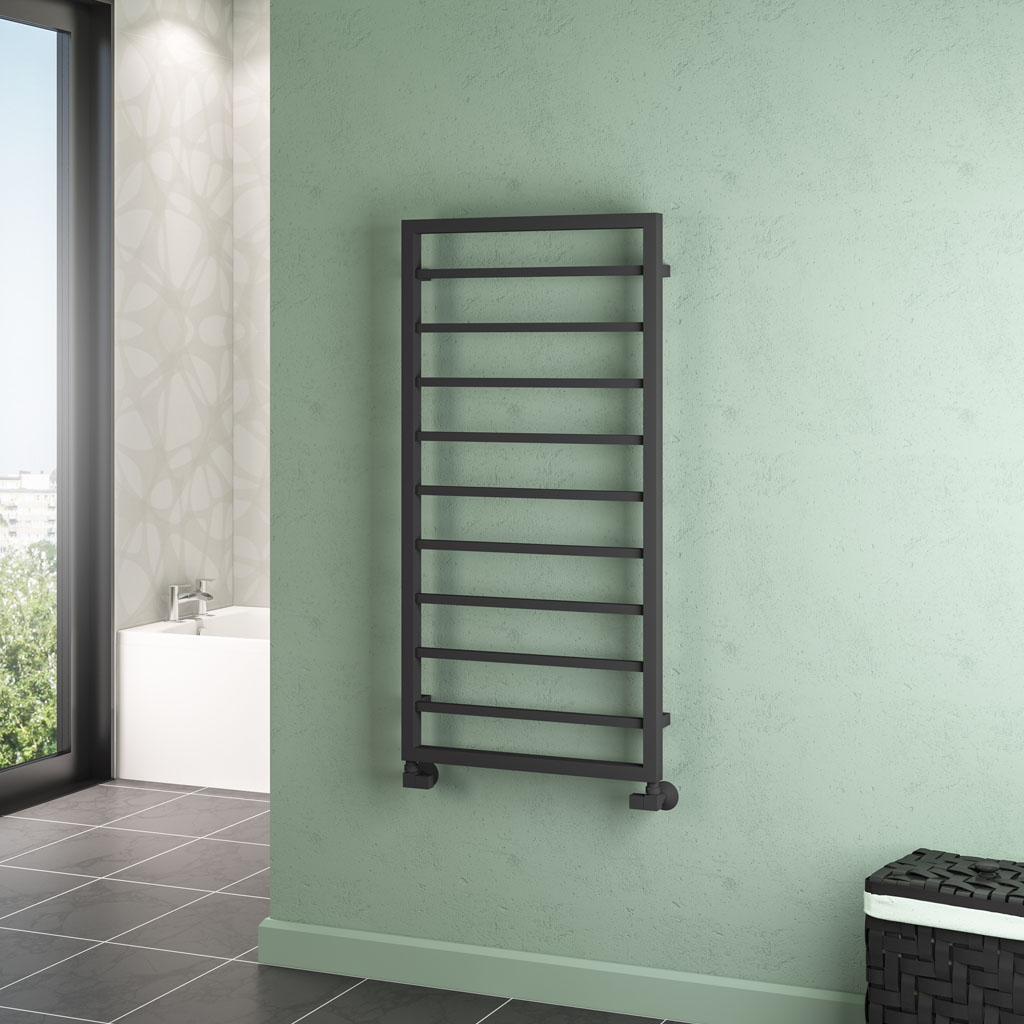 Ryton 1200 x 600mm. Towel Rail Matt Anthracite