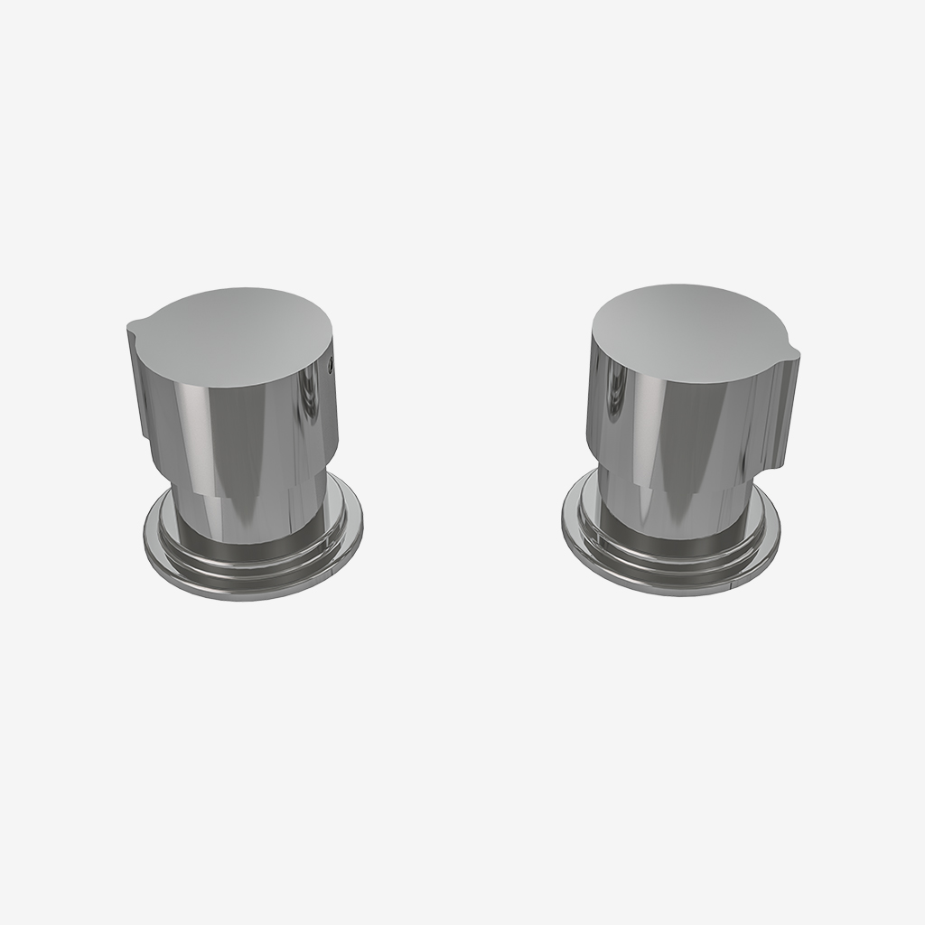 (Pair) Deck Mounted Round Side Valve Handles for Bath Filler Taps - Chrome