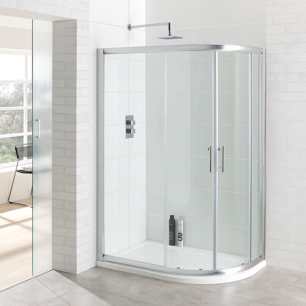 Vantage 6mm Easy Clean 1000x800mm Offset Quadrant Shower Enclosure - Chrome