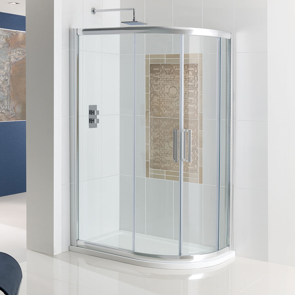 Corniche Easy Clean 900x800mm Offset Quadrant Shower Enclosure - Chrome