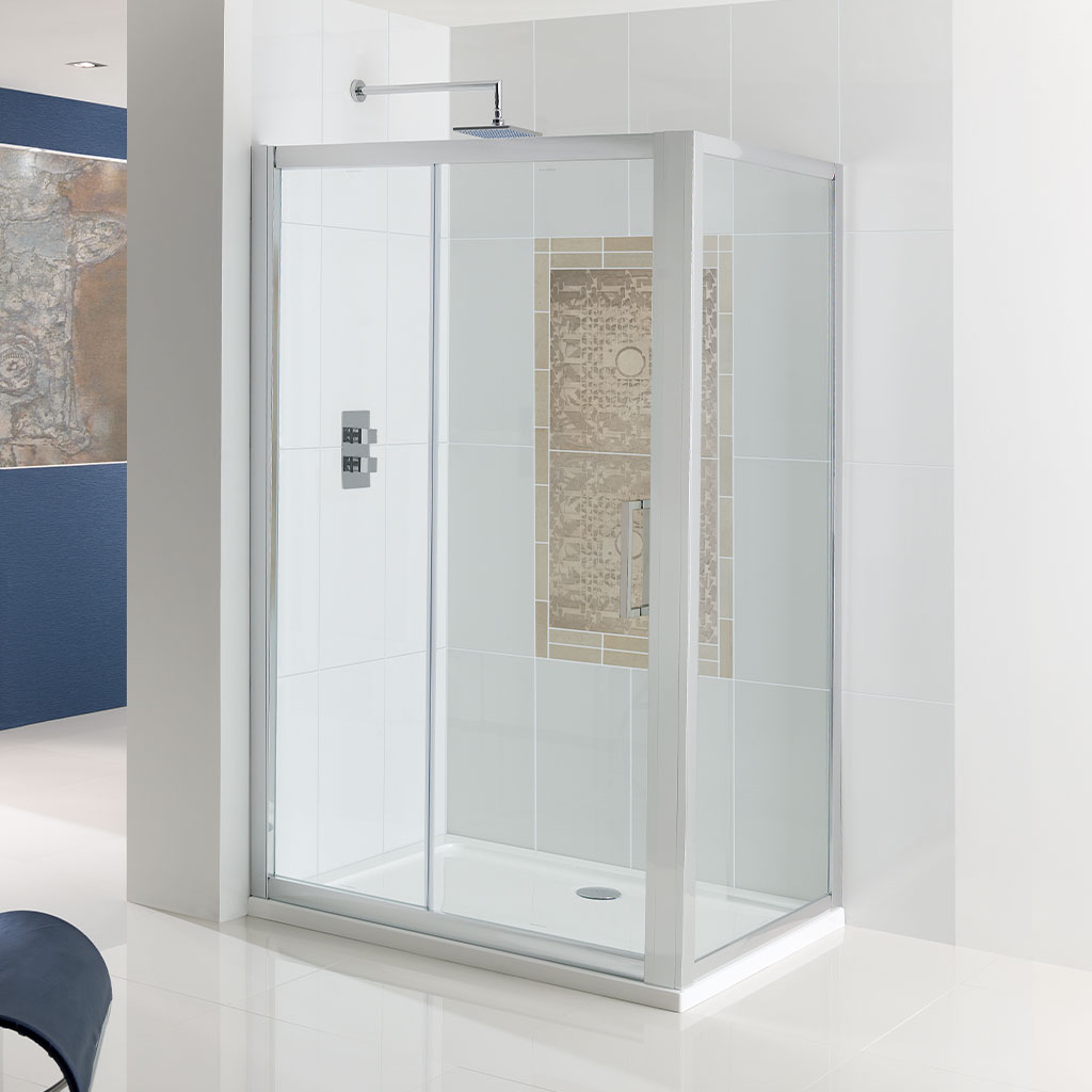 Corniche Easy Clean 1950mm x 1600mm Slider Shower Door - Chrome