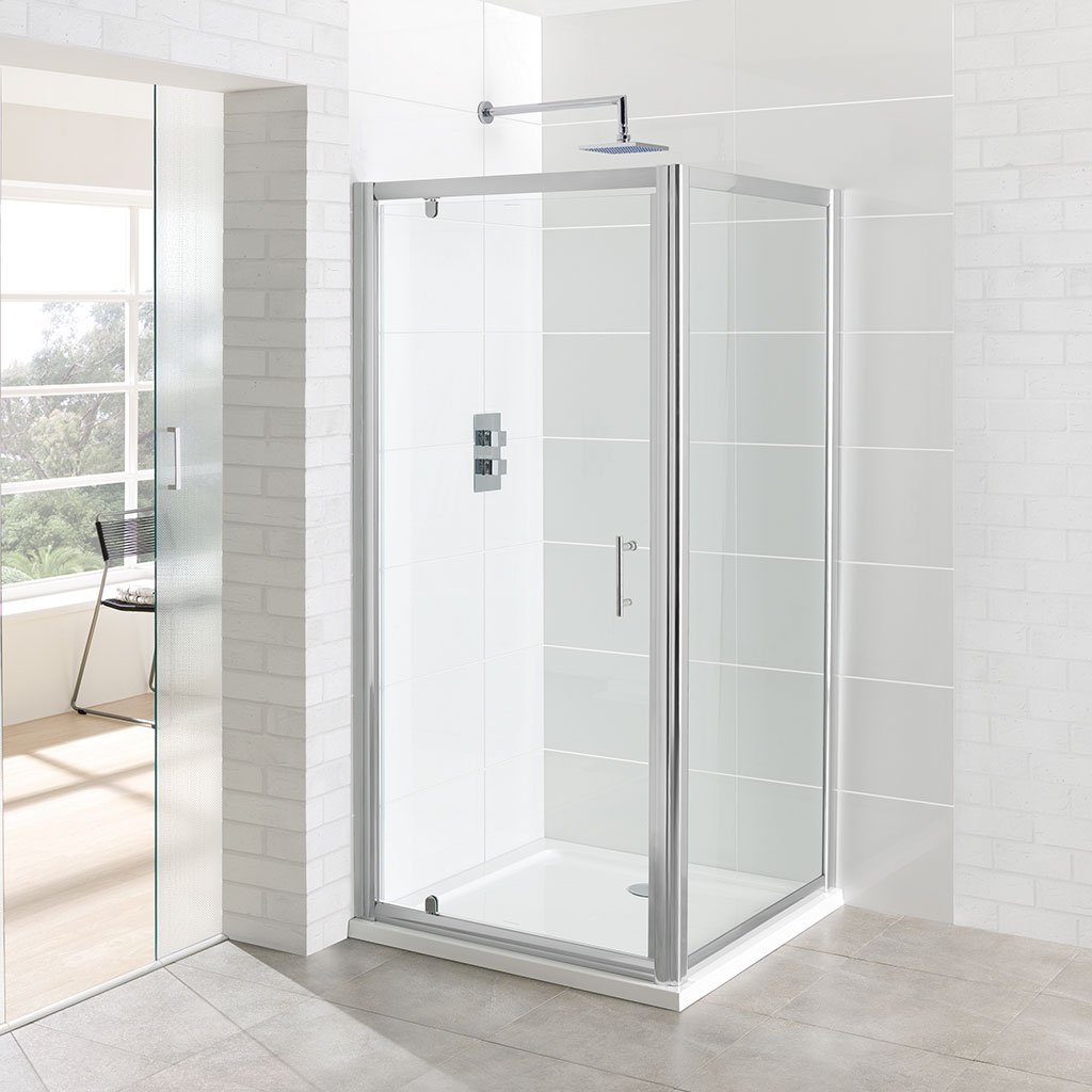 Vantage 6mm Easy Clean 1850mm x 800mm Pivot Shower Door - Chrome