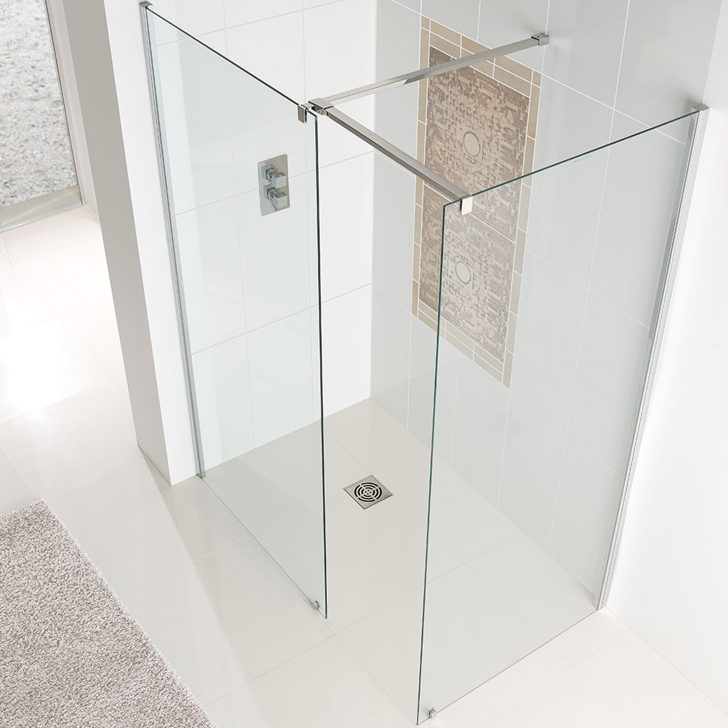 Corniche 8mm Easy Clean 1950mm x 950mm Walk-In Front Shower Panel for 1500 Tray - Chrome