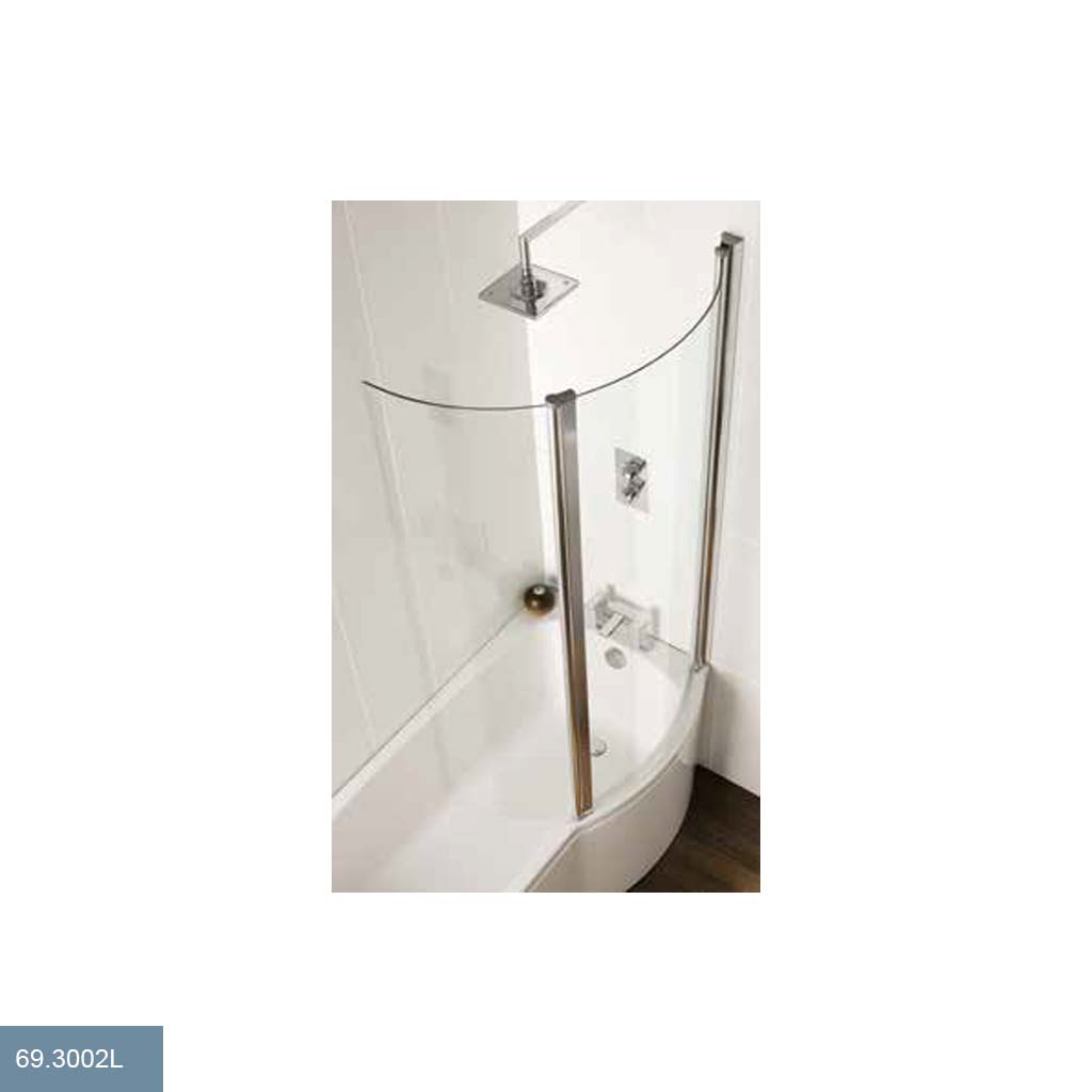 Beaufort 6mm 1535 x 855mm Right Hand (RH)Type 2-1 Folding Door Bath Screen - Chrome Profiles