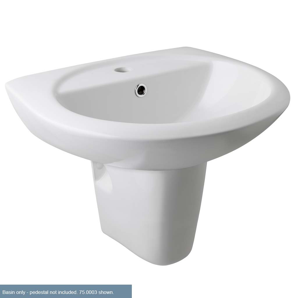 Loire 53cm x 45cm 2 Tap Hole Ceramic Basin with Overflow - White