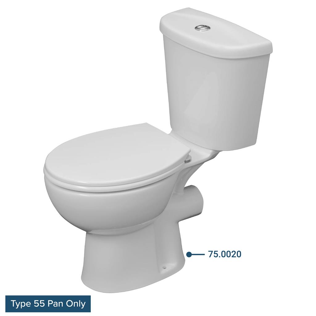 Type 55 Close Coupled WC Pan - White