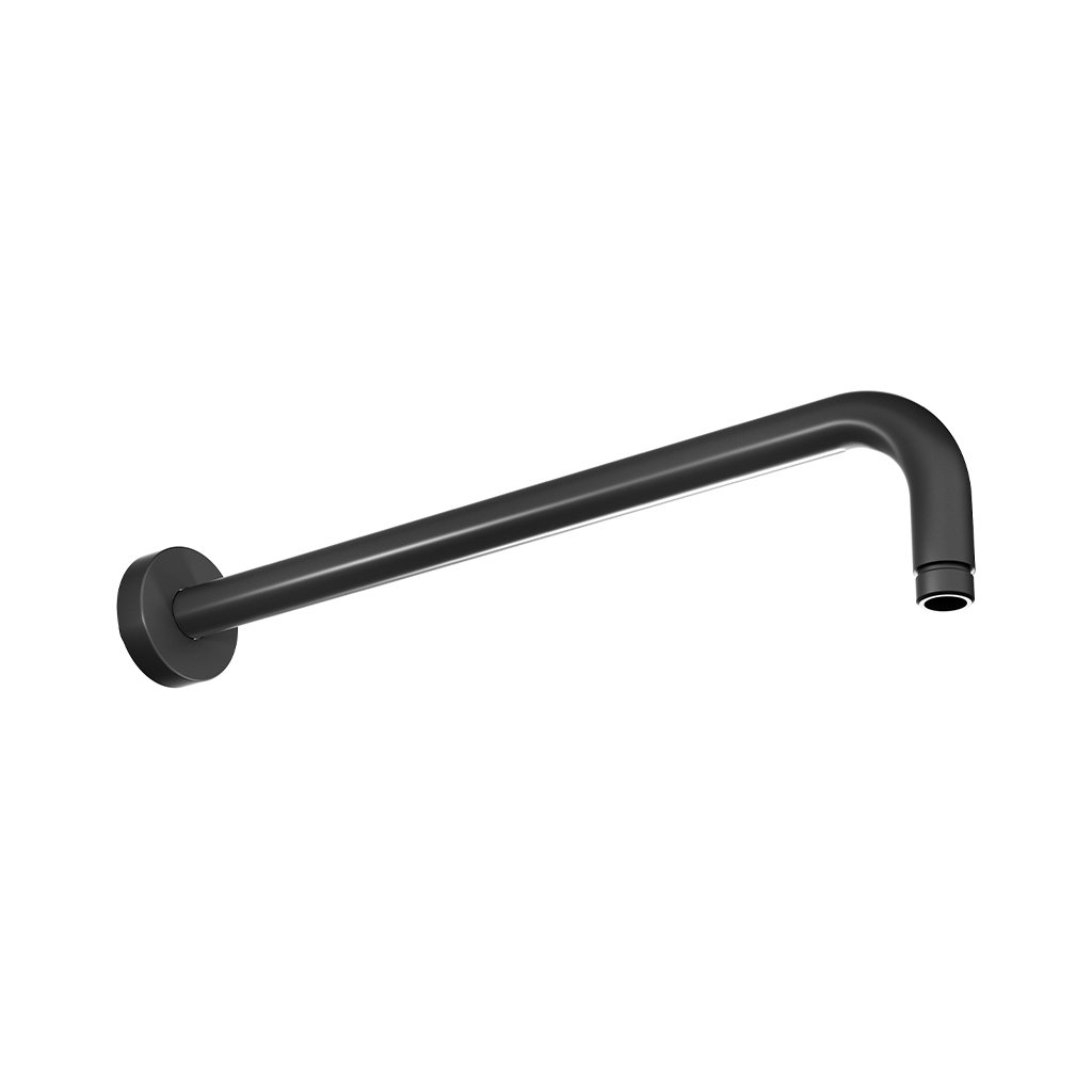 400mm Wall Mounted Round Offset Shower Arm - Matt Smooth Black