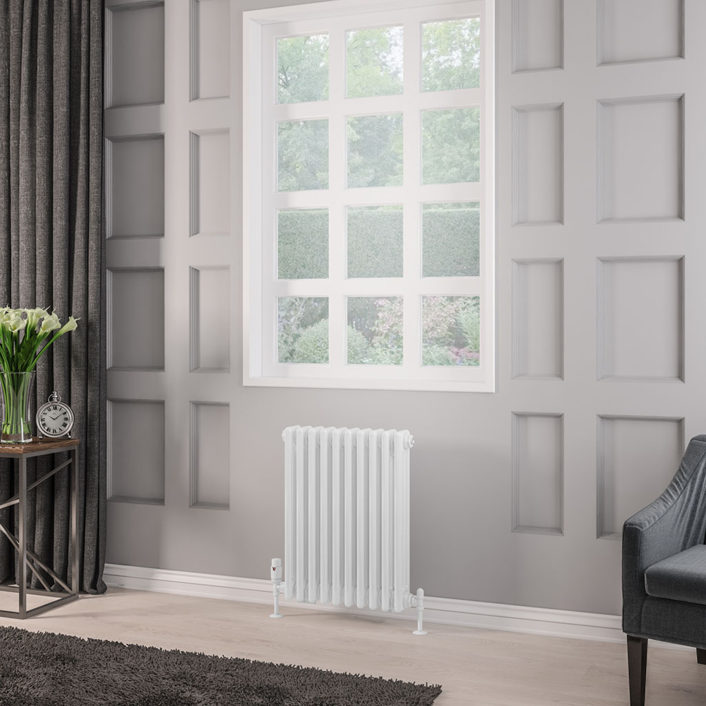 Rivassa 3 Column Radiator 600 x 473mm Gloss White