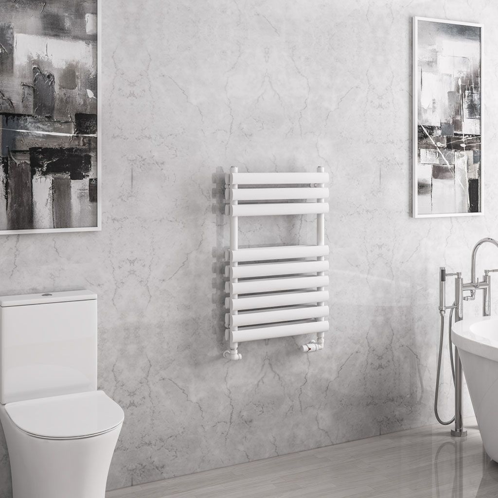 Tunstall Double 800 x 500 Towel Rail Matt White