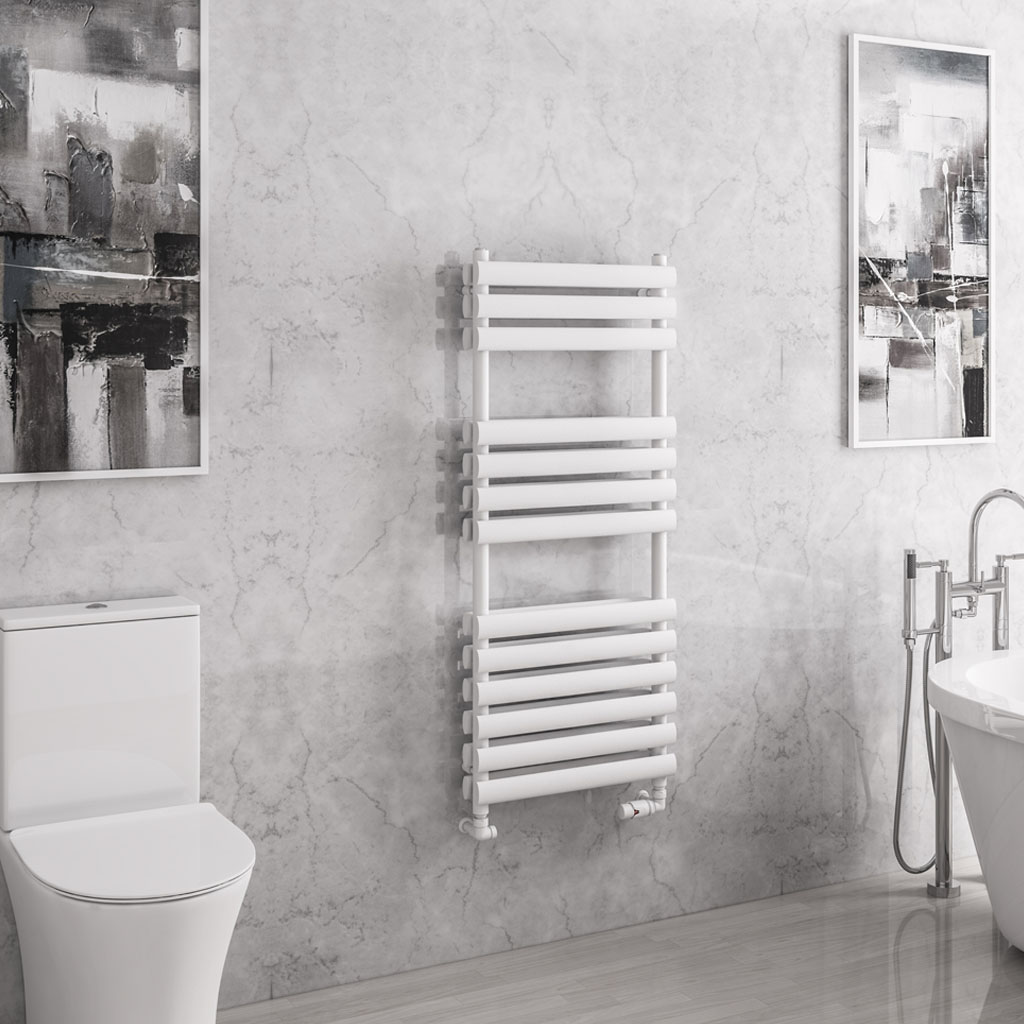 Tunstall Double 1200 x 500 Towel Rail Matt White