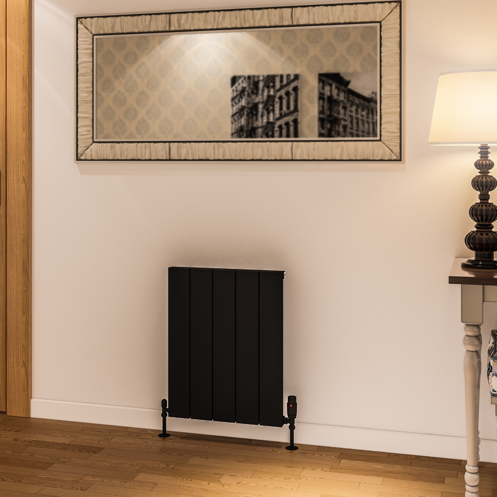 Rosano 600 x 470 Aluminium Radiator Matt Black