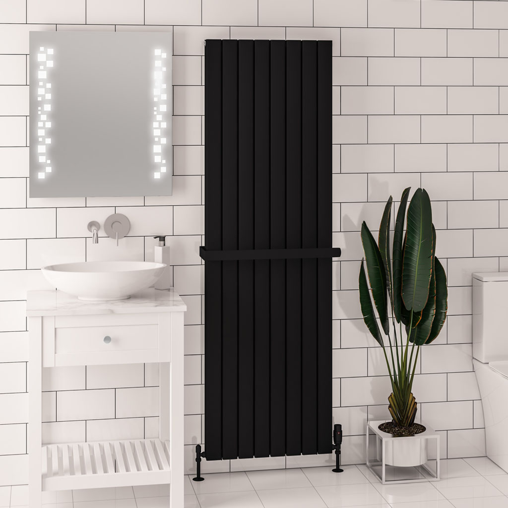 Hadleigh 1800 x 555 Aluminium Radiator Matt Black