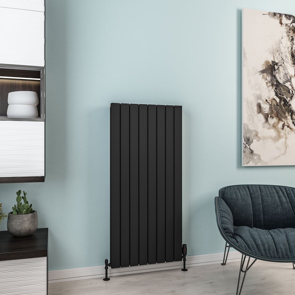 Hadleigh 1200 x 555 Aluminium Radiator Matt Black