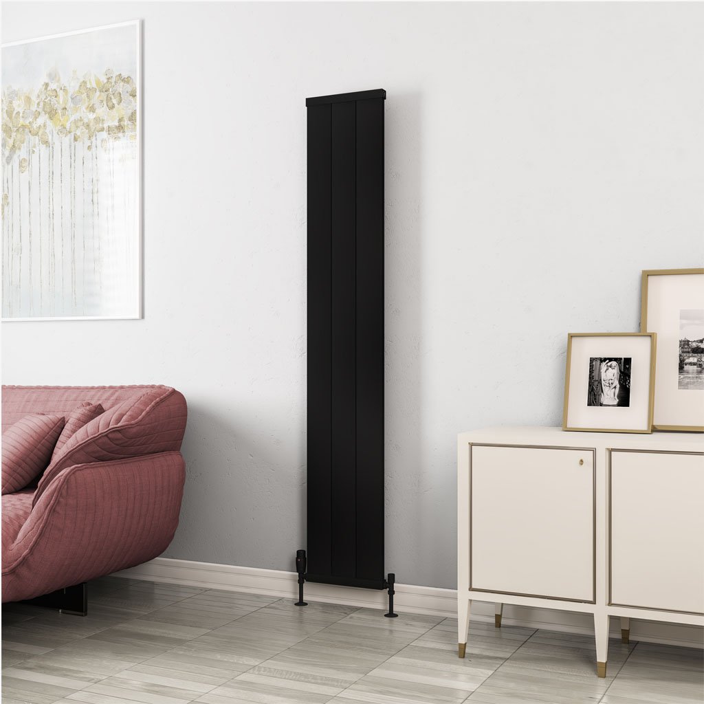 Kingswood Slimline 1800 x 310 Aluminium Radiator Matt Black