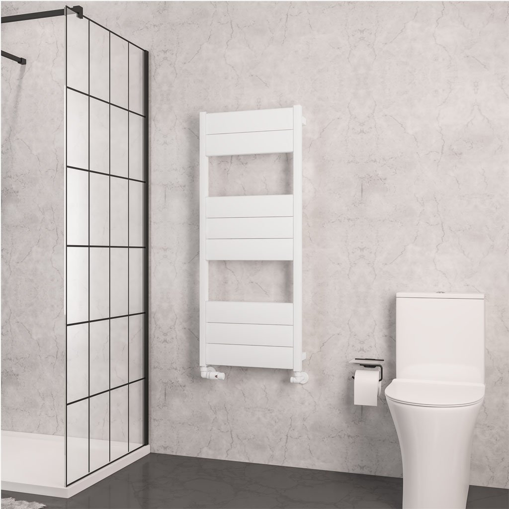 Kingswood Slimline 1220 x 500 Aluminium Towel Rail Matt White