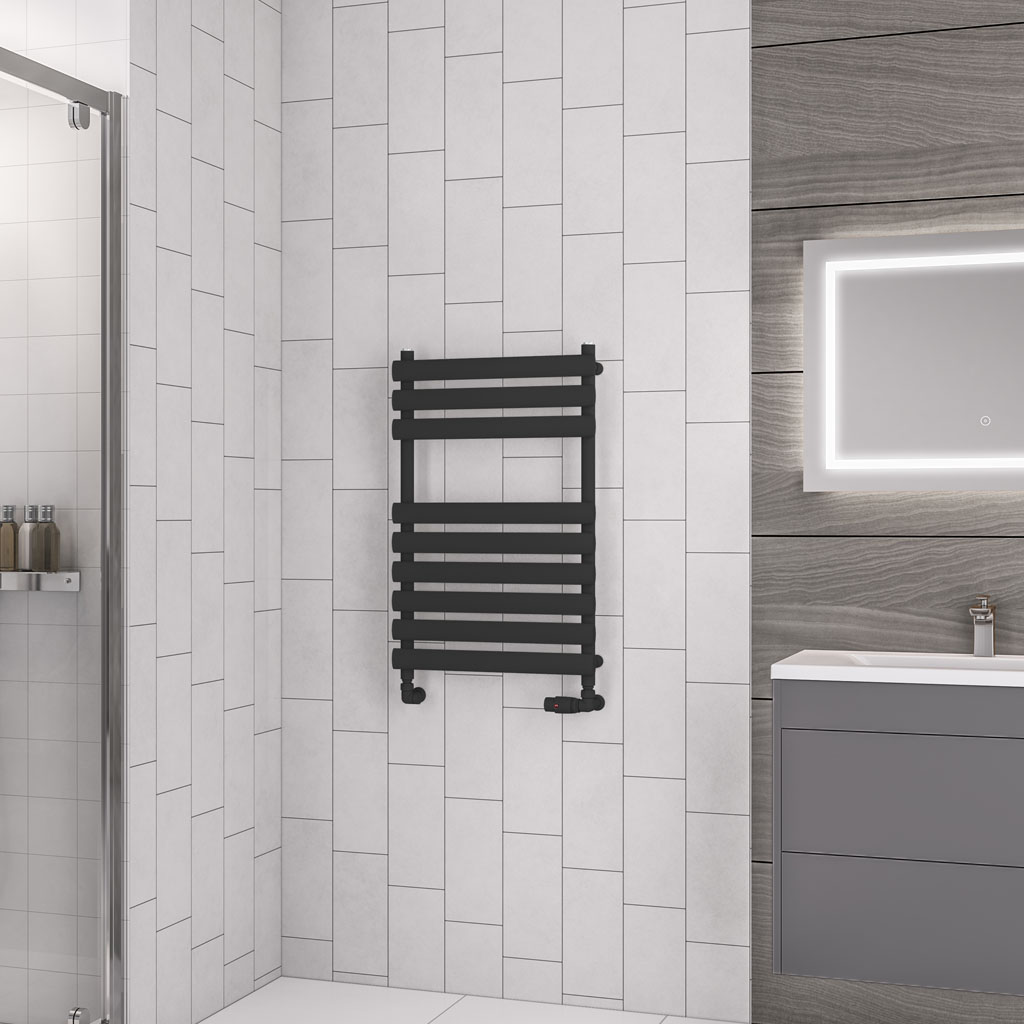 Tunstall 800 x 500 Towel Rail Matt Black