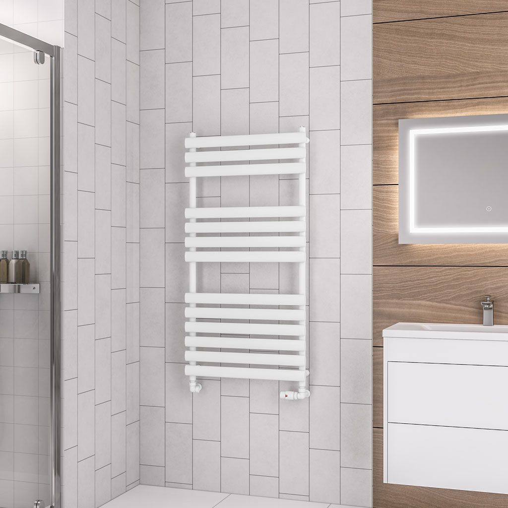 Tunstall 1200 x 600 Towel Rail Matt White