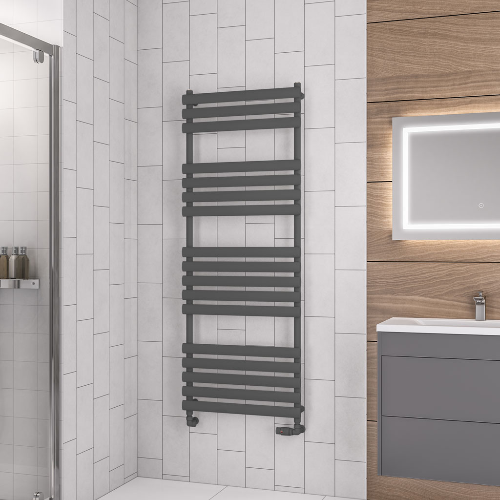 Tunstall 1600 x 600 Towel Rail Matt Anthracite