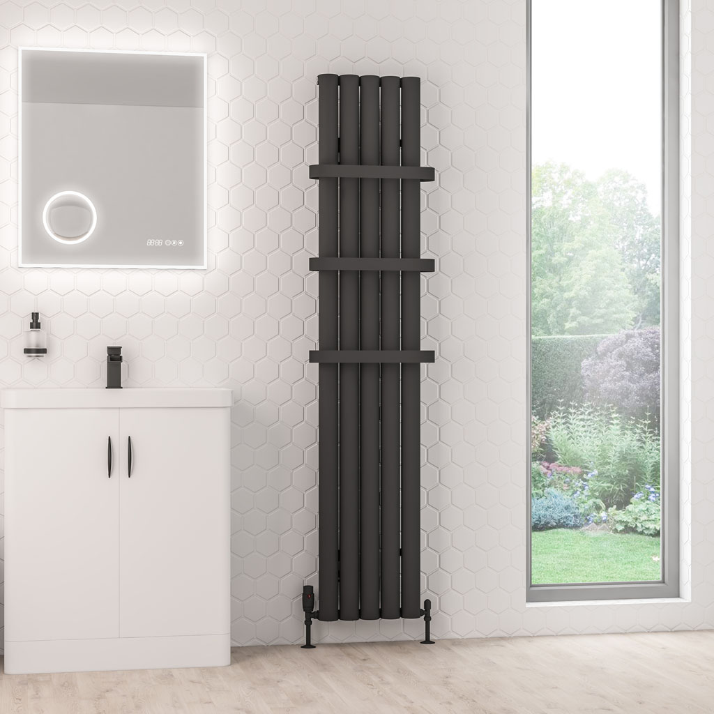 Kelmscott 1800 x 345 Aluminium Radiator Matt Anthracite