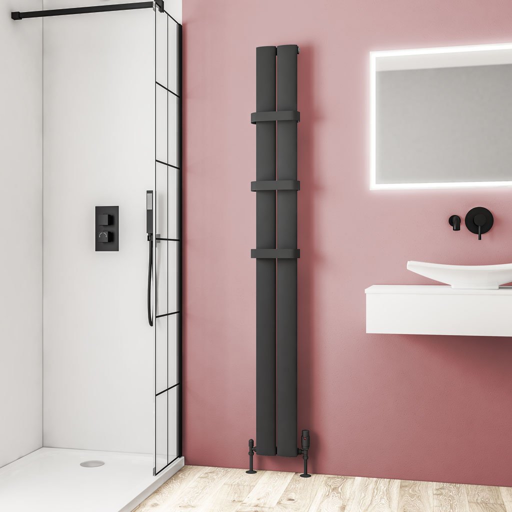 Malmesbury 1800 x 185 Aluminium Radiator Matt Anthracite