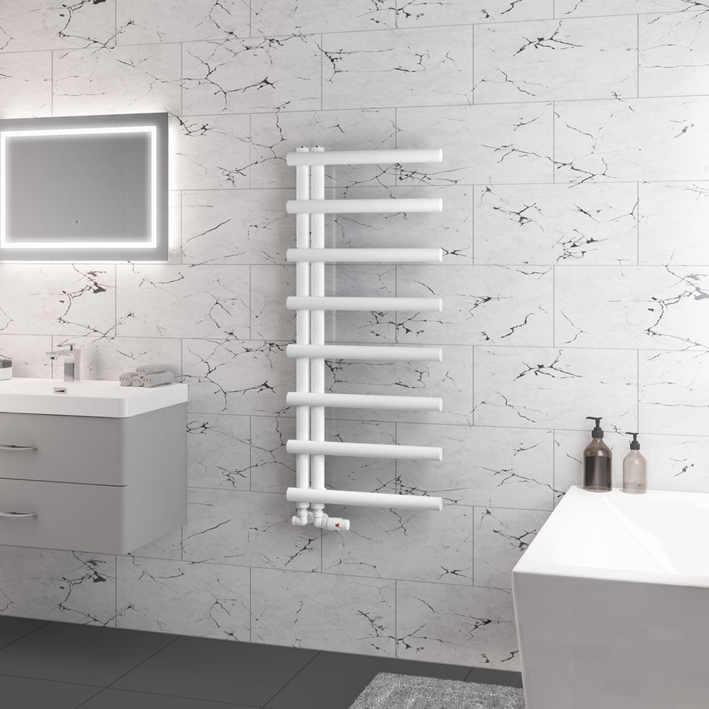 Marlow E-Style 1150 x 500 Towel Rail Matt White