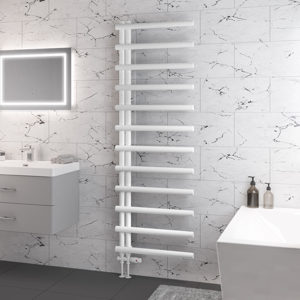 Marlow E-Style 1750 x 600 Towel Rail Matt White