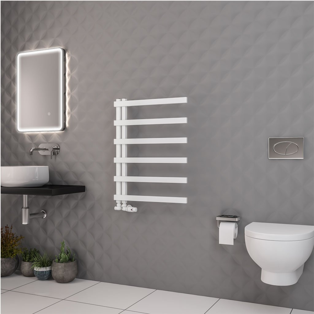 Platani 800 x 600mm Towel Rail Matt White