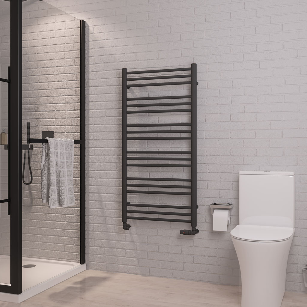 Corinium Round 1200 x 600 Towel Rail Matt Anthracite