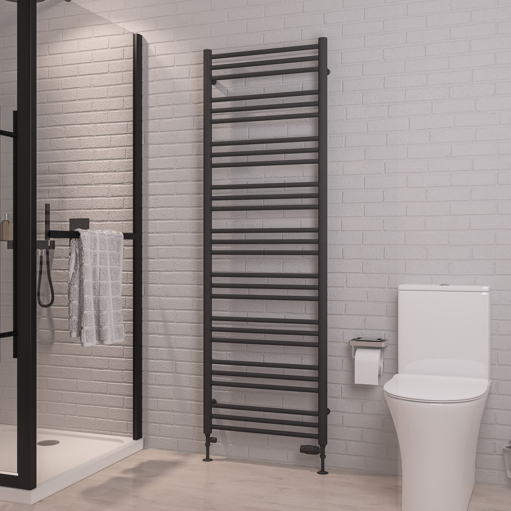 Corinium Round 1800 x 600 Towel Rail Matt Anthracite