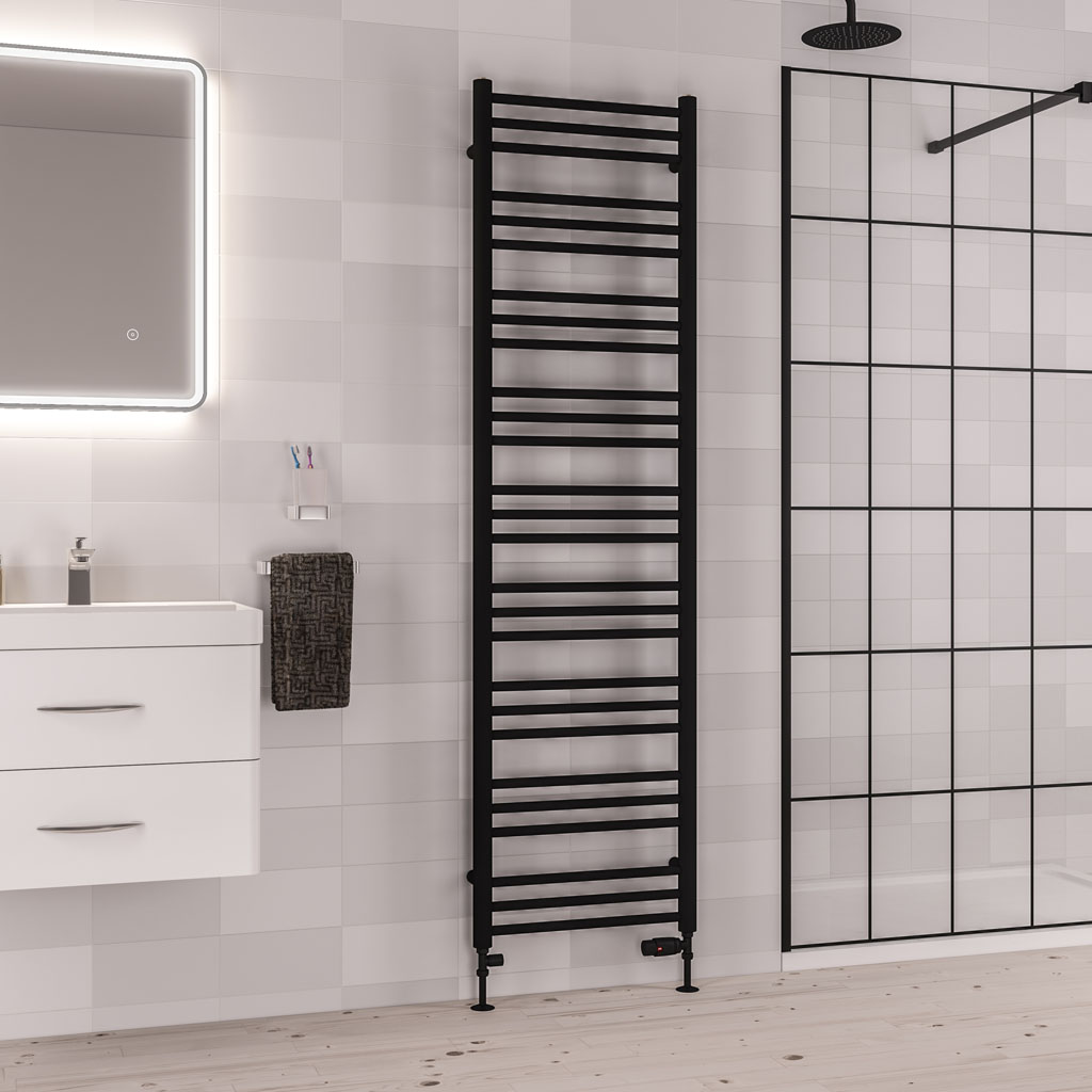 Corinium Round 1800 x 500 Towel Rail Matt Black