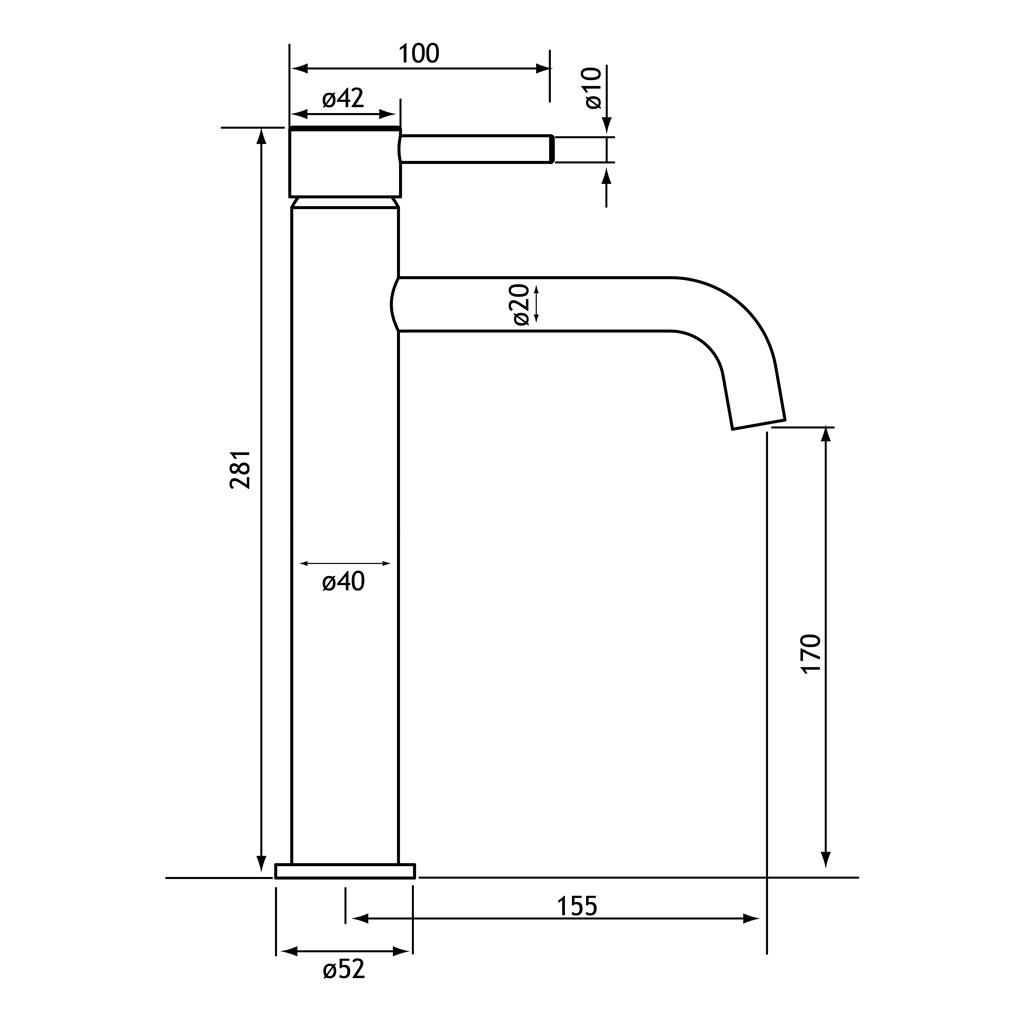 Meriden Extended Basin Mono Tap with Waste Matt Black