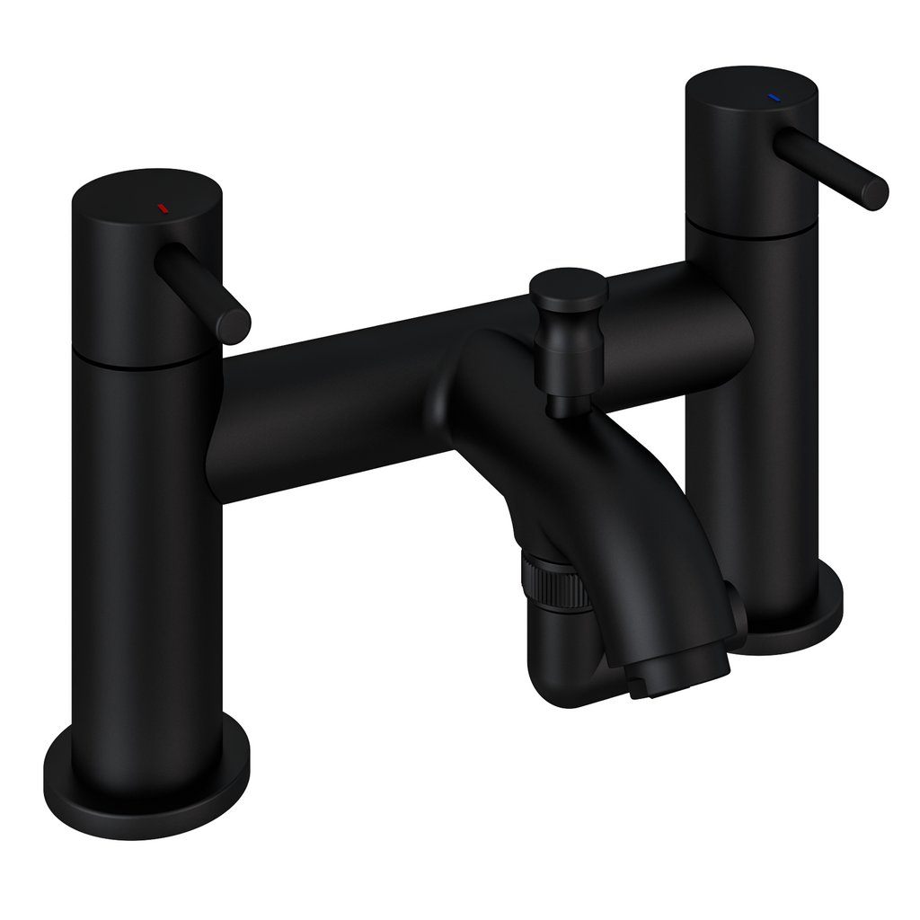 Meriden Bath Shower Mixer Tap with Handset, Hose and Holder Matt Black