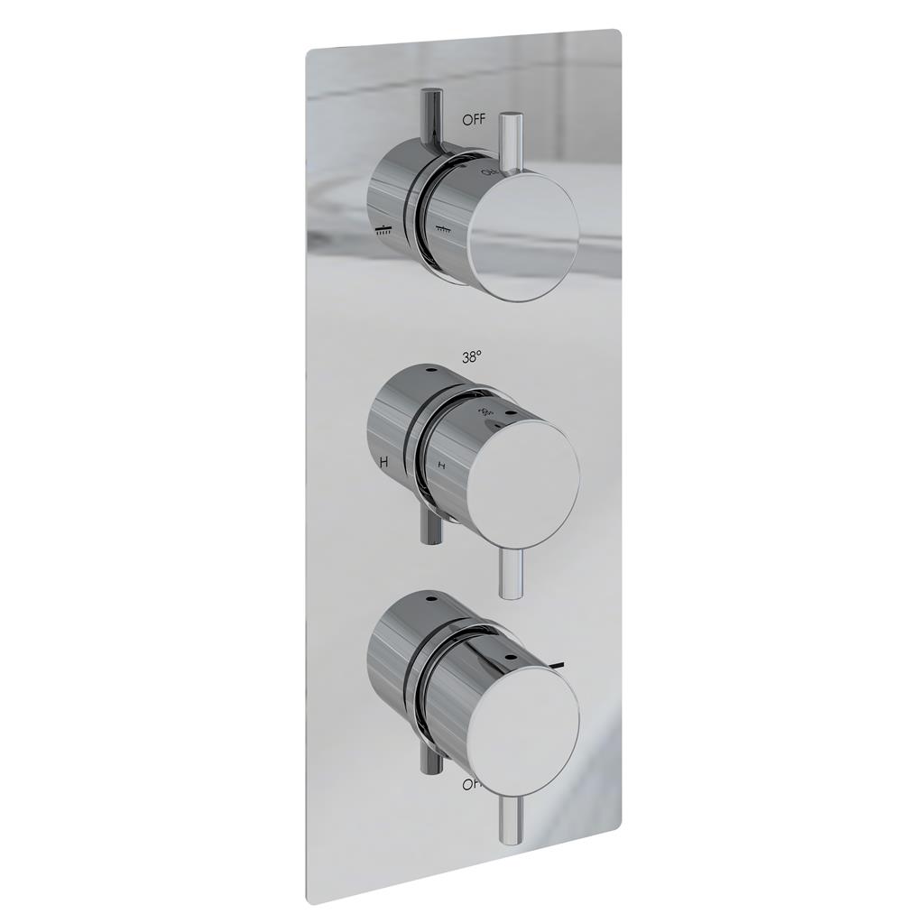 Meriden Triple Thermostatic Concealed Shower Valve - Chrome