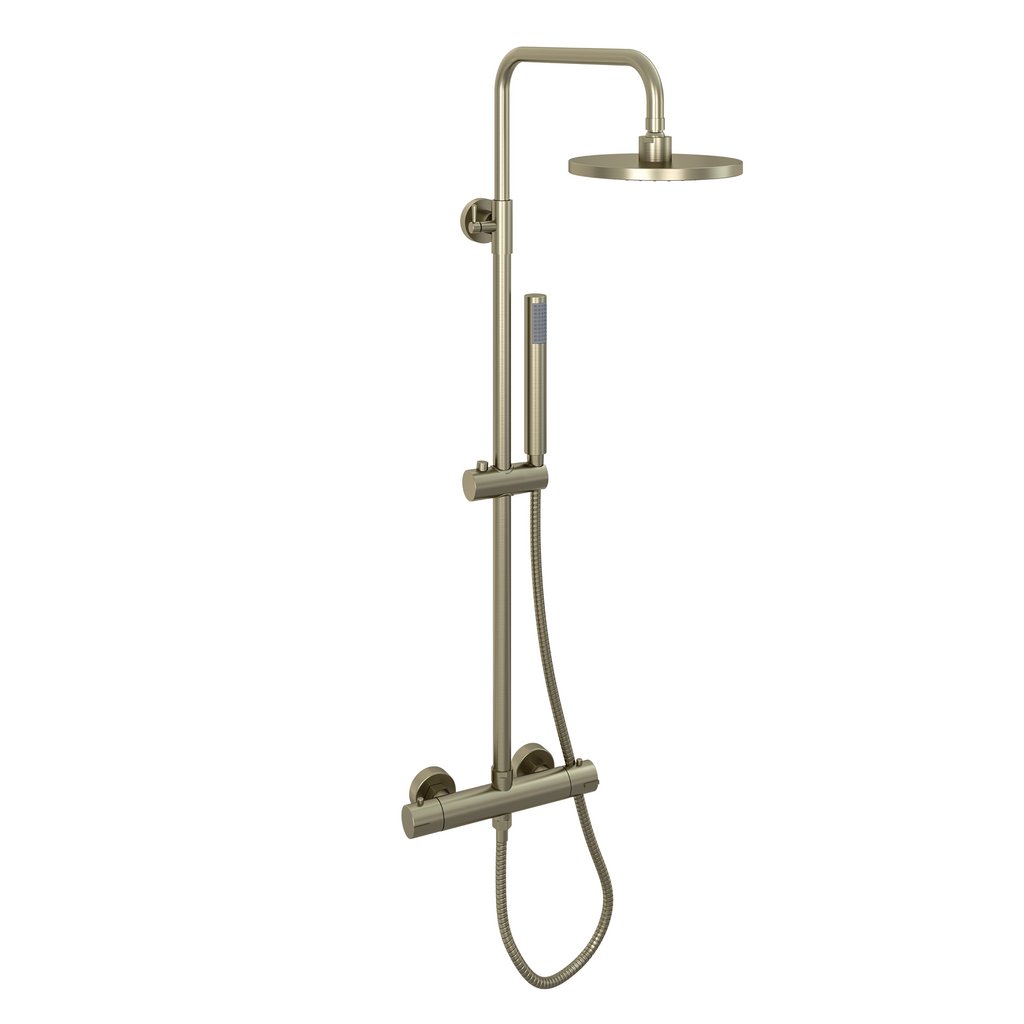 Meriden Round Thermostatic Telescopic Shower Set with Bar Valve - Brushed Brass