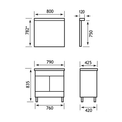 Sorrento/Faro 76cm base unit High Gloss White