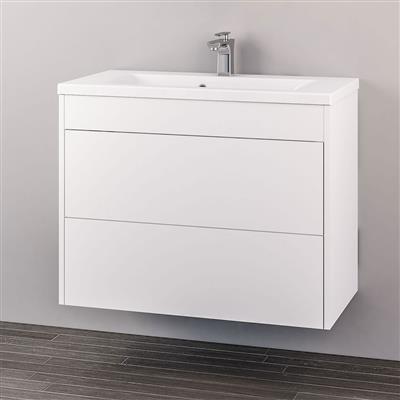 Oslo 100 wall hung push drawer unit High Gloss White