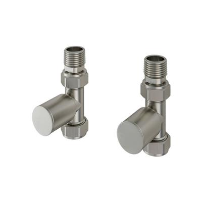 Straight Radiator Valves (pair) Brushed Nickel