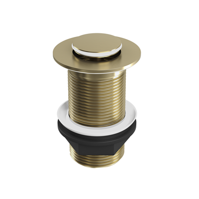 Unslotted Push Button Basin Waste Brushed Brass