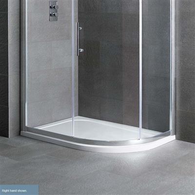 Volente Plan D Left Hand (LH) ABS 900mm x 800mm Offset Quadrant Stone Resin Shower Tray - White