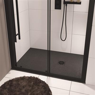  Crossland  1500 x 800mm Rectangular  Shower Tray with Slate Finish - Black