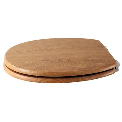 Sherwood Soft Close Toilet Seat with Chrome Hinges - Natural Oak