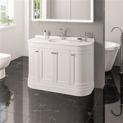 Hardwick Traditional 120cm x 44cm 1 Tap Hole Polymarble Basin - White